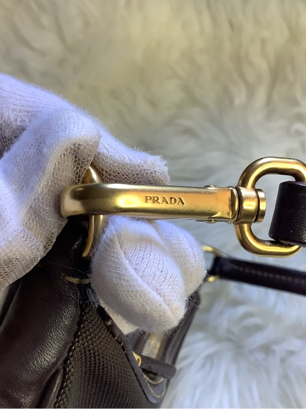 Prada Brown Logo Jacquard Mini Hobo bag - Picture 10 of 15